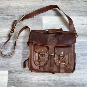 Leather Crossbody Sling Bag Purse Wallet Satchel Handbag Messenger VTG